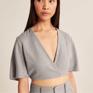Abercrombie & Fitch Size Medium Linen Tie Waist Crop Top - New With Tags
